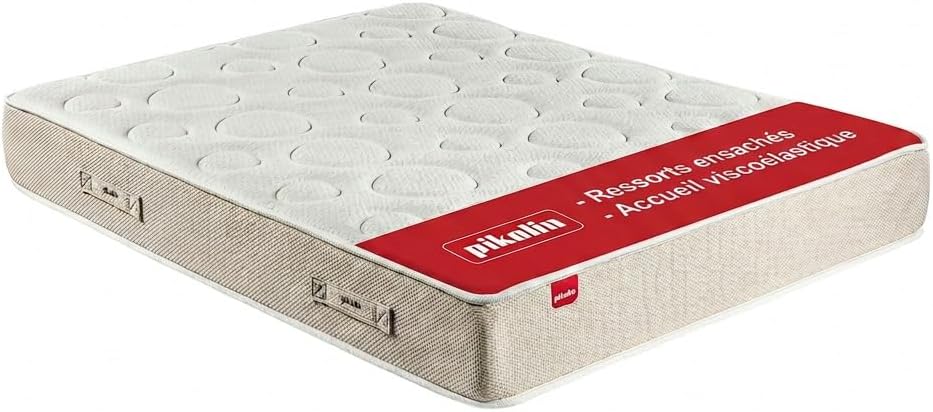 Matelas, 80 × 200 cm, PIKOLIN, 28 cm, 28CM, Noyau Ressorts Ensachés Extra Confort, Double Face, Traitement Hygiénique Anti-Acariens