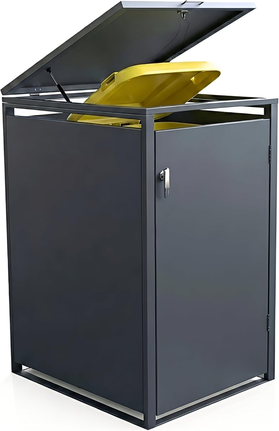 Abri pour poubelles, 240 l, couvercle automatique avec amortisseur à gaz, acier inoxydable, Graviers Design, 68 × 116, 3 × 80 cm, 1 pièce