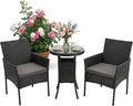 Salon de jardin, 80 × 59 × 55 cm, Ensemble Jardin 3 pcs, Salon résine tressée 2 pers., Relaxdays, 73 × 50 cm, 2 fauteuils + Table Verre