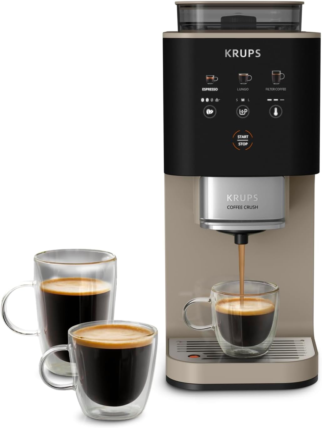 KRUPS Machine à café, réglable, acier inoxydable, 15 bars, 15 cm