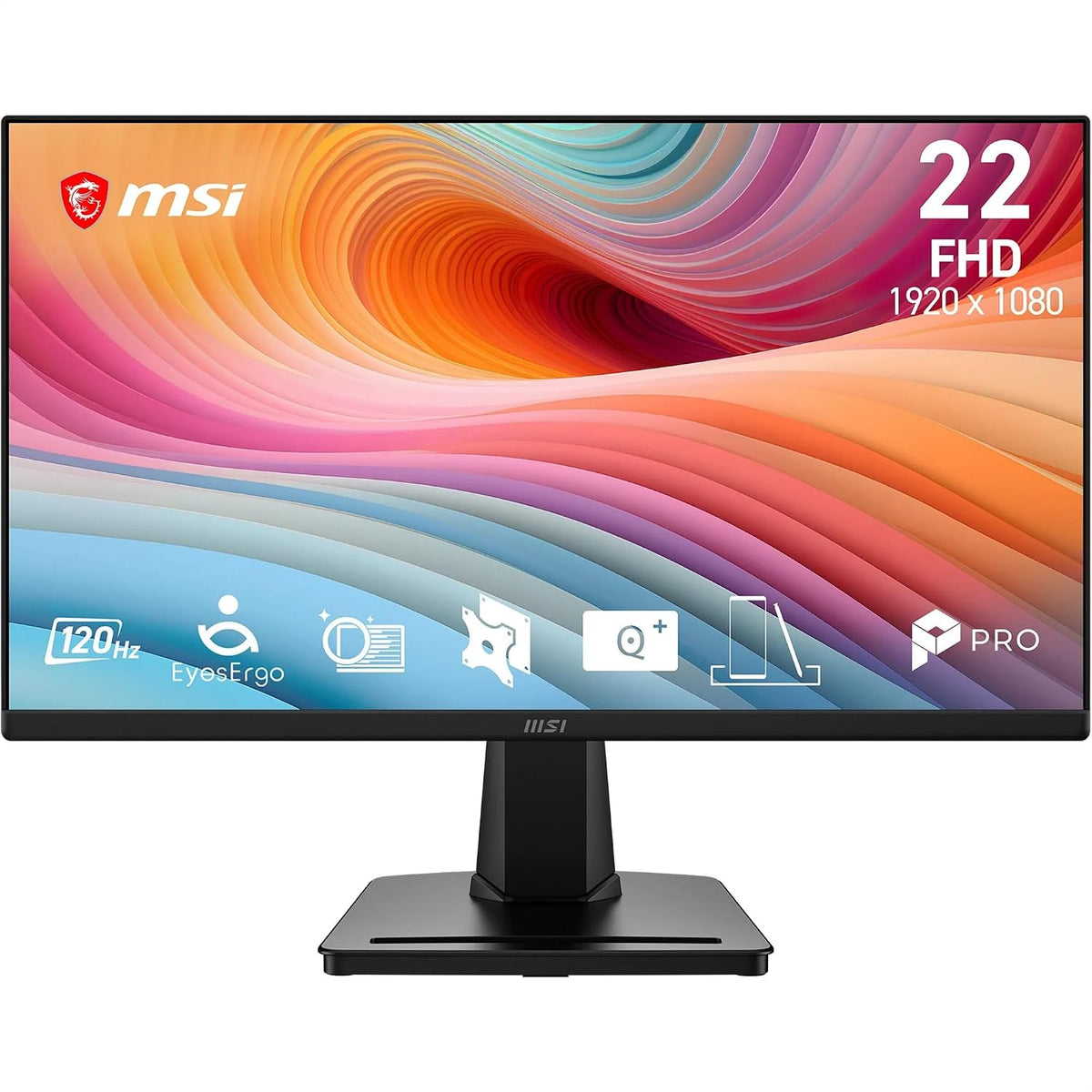 MSI Moniteur PC, 21, 45 POUCES, 100 mm, MP225A E12VL, 120 Hz, 60 Hz, Pro MP225A E12VL Écran Professionnel 21.45' FHD, Full HD
