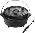 OVERMONT Four hollandais, 6, 3 L, Dutch four 2-en-1 en Fonte avec Pieds, Noir
