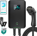 Morec Station de charge, Chargeur EV Type 2 32A 7KW Wallbox avec application, câble de 6 m Noir, IEC62196-2, Wi-Fi, Bluetooth, portable