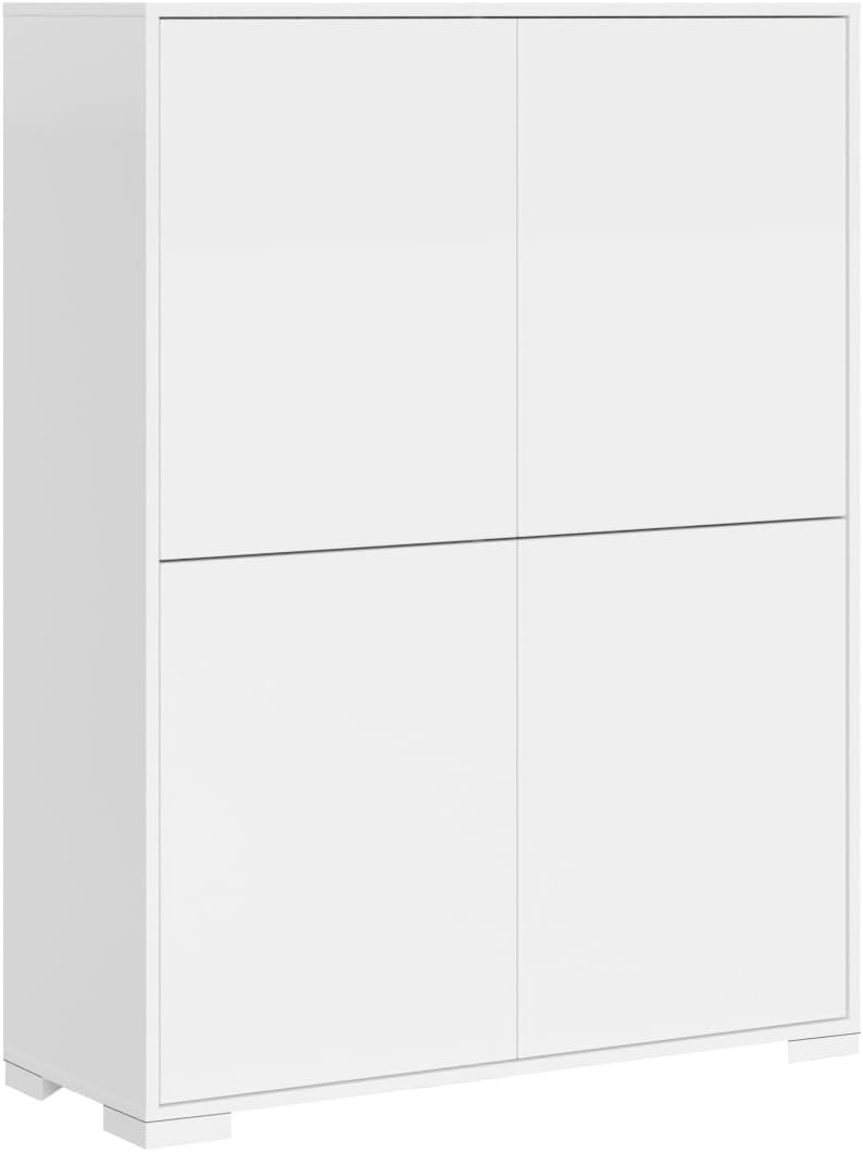 Buffet Itamoby, 120 Cm, 15 mm, 4 cm, 90 cm, 35 cm, 87 cm, 26 cm, 4 Portes, Blanc Brillant
