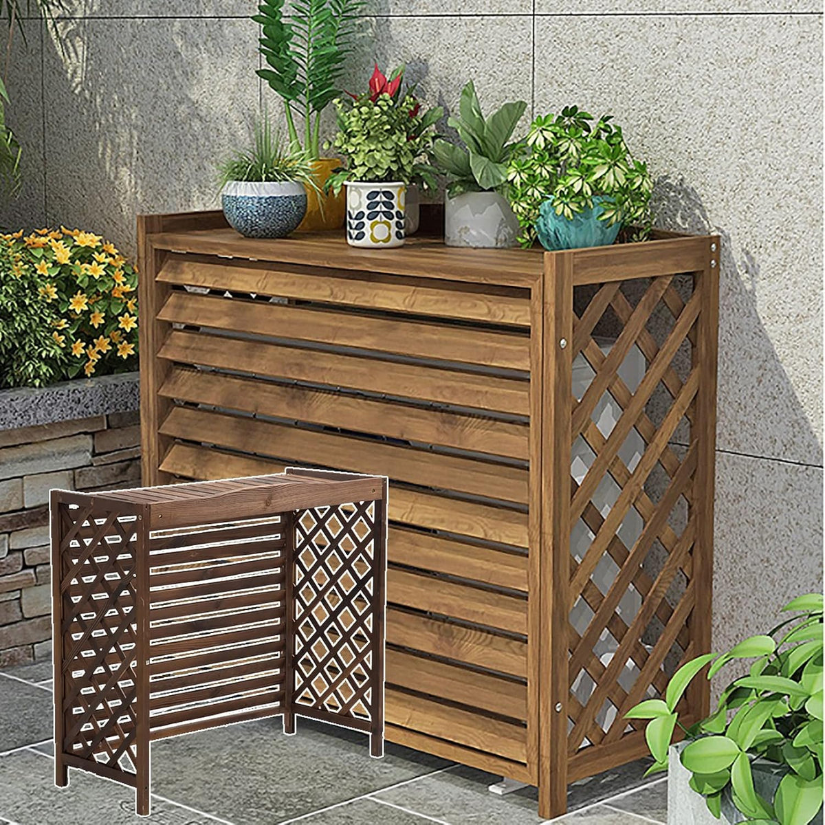 Climatiseur, paravent pour Jardin et terrasse, Cache-radiateur, présentoir