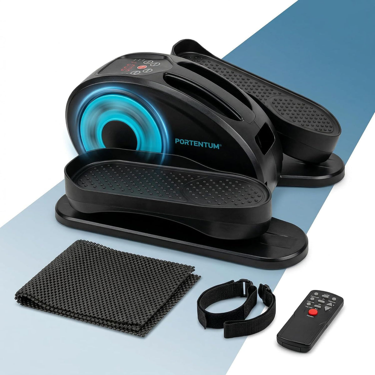 PORTENTUM Vélo, télécommande, 12 Vitesses, 5 ou 12 Vitesses, Pédalier d'appartement avec télécommande, 3 programmes, Moteur Silencieux