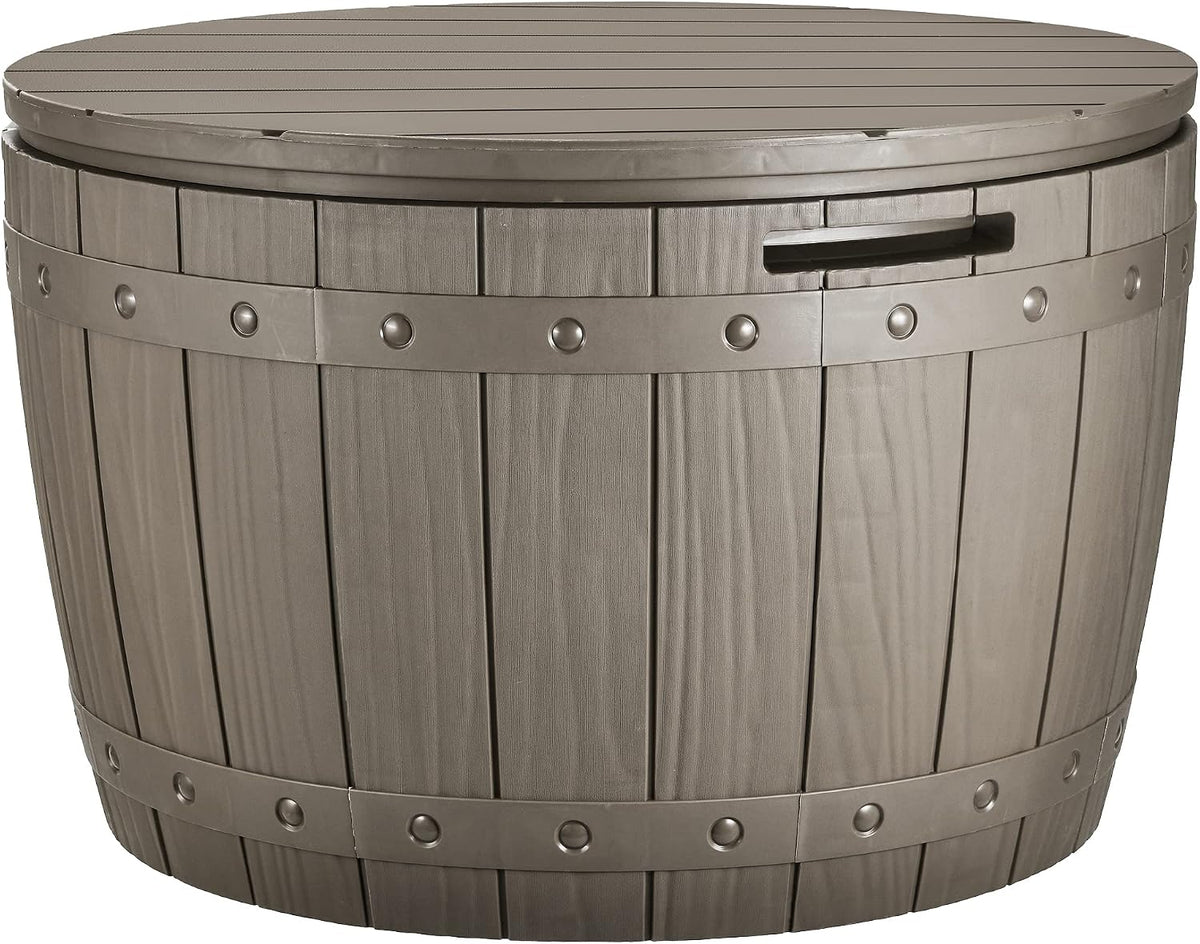YITAHOME Coffre de rangement, Boîte de Rangement Extérieure pour coussin de Table de Patio, 67 × 67 × 44 cm, 127L, Marron Clair