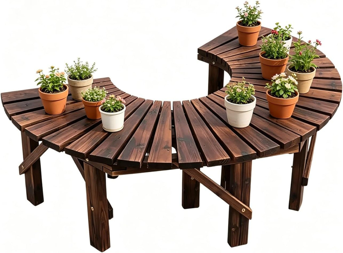 Banc, Siège Circulaire Sans Dossier pour Tronc d'Arbre Extérieur, SEIFE, Résistant aux Intempéries, Semicircle