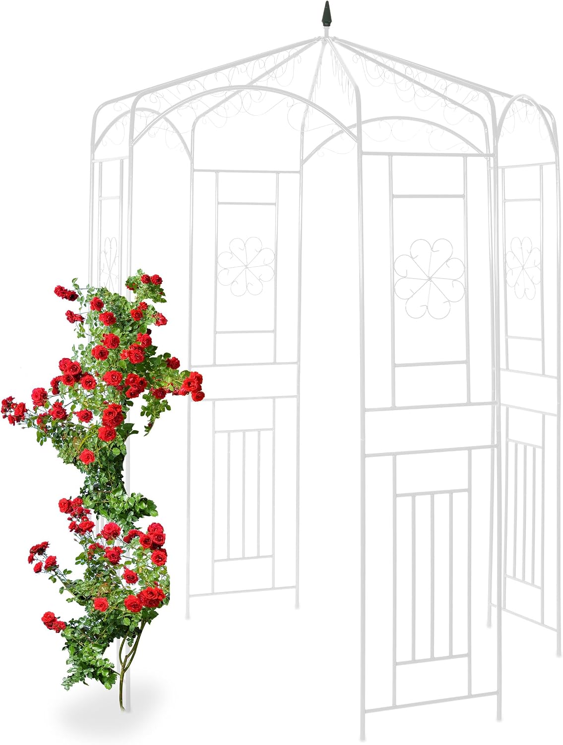 Relaxdays Treilli, 250 × 160 × 160 cm, 49 cm, 78 cm, Blanc, Arche à rosiers, Pavillon rosiers, Tonnelle Plante grimpante