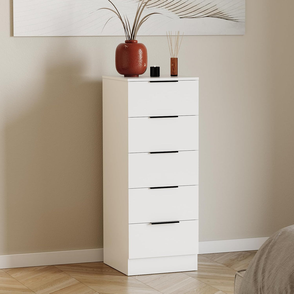 Commode, 90 × 34, 5 × 36 cm, Meuble de rangement pour chambre à coucher, Vida Designs, 90 cm, 34, 5 cm, H x l x P, 5 tiroirs, 90cm, 34.5cm