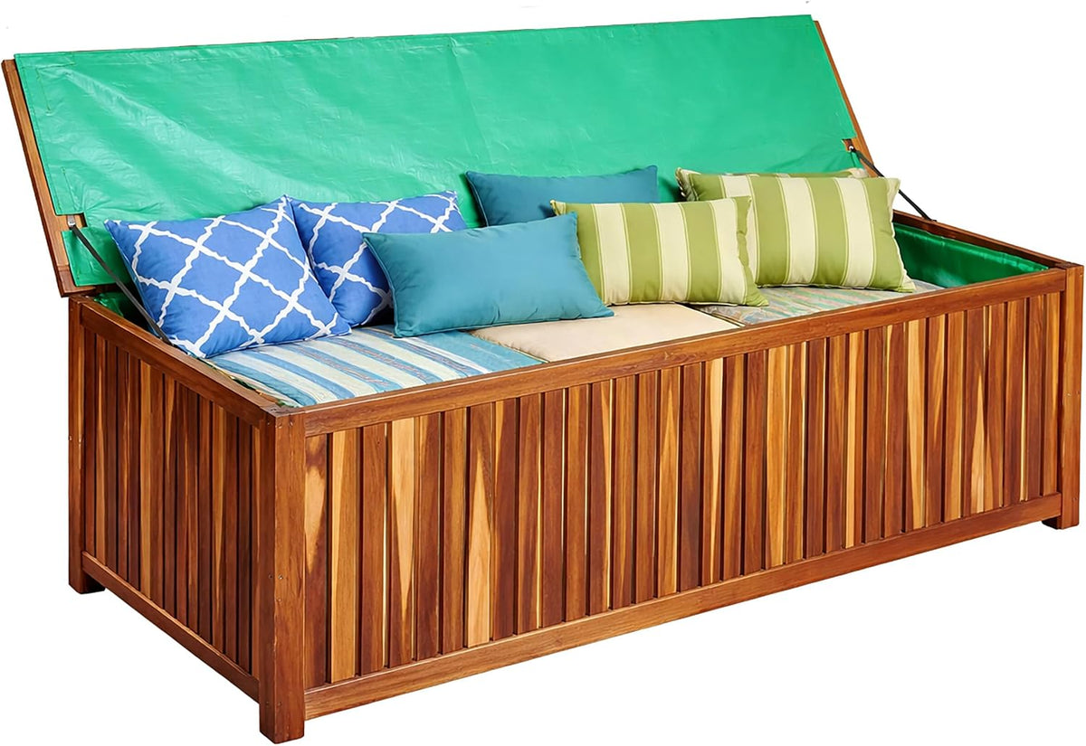 Coffre de jardin, 60 × 115 × 50 cm, Relaxdays, 60 × 60 × 50 cm, 60 × 90 × 50 cm, Coussin, Outils, Naturel