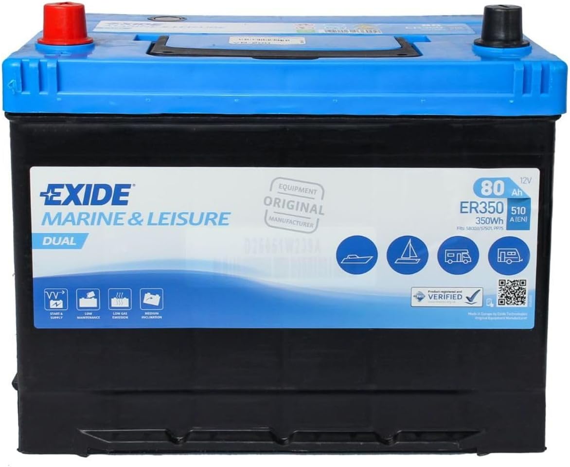 Batterie de voiture, 12 V, Exide Technologies, 80 AH, ER350