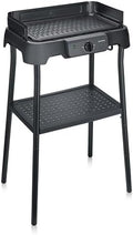 Severin Grill électrique, 39 × 23 cm, Céramique Sans PFAS, 140 cm, 2000 W, 2000W, 220°C, fonction gril, Barbecue Électrique Sur Pied
