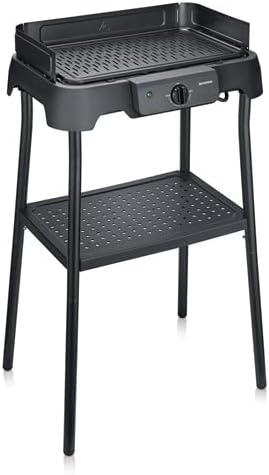 Severin Grill électrique, 39 × 23 cm, Céramique Sans PFAS, 140 cm, 2000 W, 2000W, 220°C, fonction gril, Barbecue Électrique Sur Pied