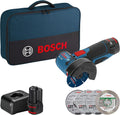 Meuleuse d'angle, acier inoxydable, réglable, 2, 0 Ah, Bosch Professional, 76 × 10 mm, 12 V, set disques à tronçonner/meules à ébarber 5 pièces, 12V