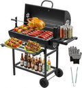 Barbecue, 70 × 35 cm, réglable, Idéal Jardin/Terrasse/Camping, Grill XXL à Charbon de Bois, DEWINNER, fonction gril, portable, Roulettes