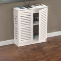 Étagère audiovisuelles, 70 × 80 × 30 cm, Wi-Fi, Armoire de rangement en bois avec portes et étagères pour salon, réglable, routeur WiFi