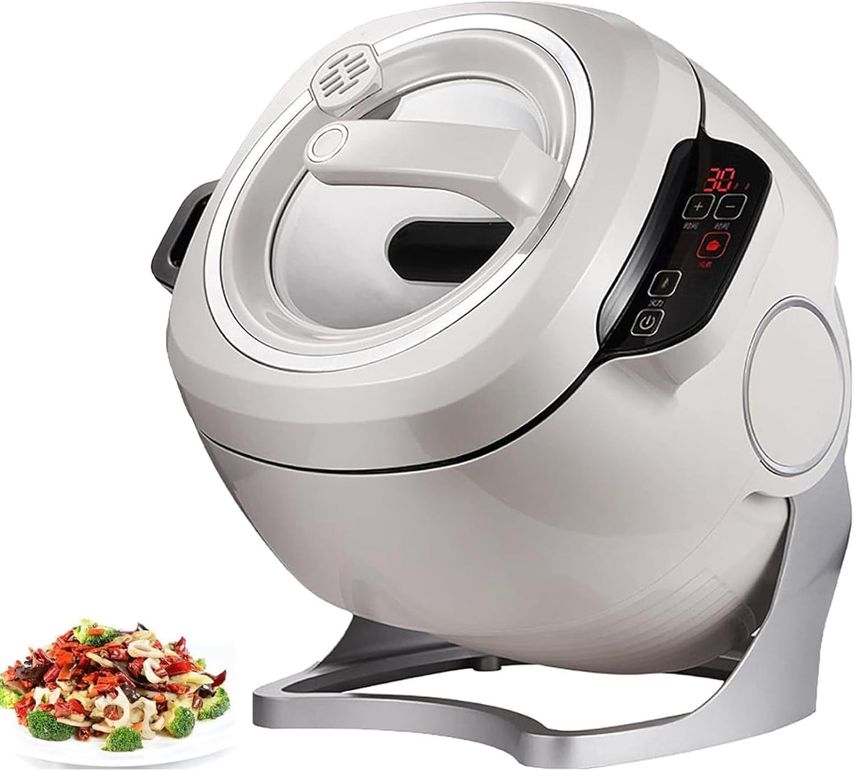 Wok électriques, 2000 W, 6 L, 2 000 W, 3 niveaux, Machine de Cuisson Auto 2000 W, Cuiseur Wok Rotatif 6 L, Rotation à 360°