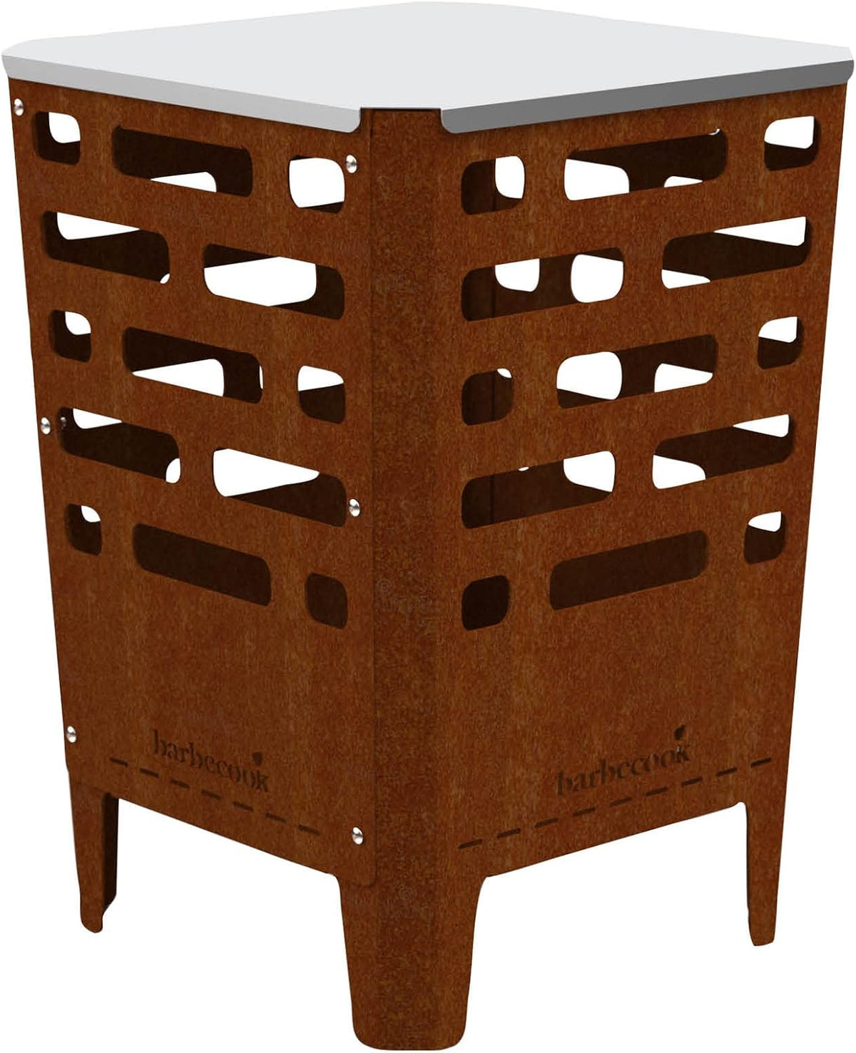 Barbecook Foyer et braséros, brasero pour l'extérieur, 2 mm, acier inoxydable, 38 × 38 × 55cm, brasero Jill en Acier corten, Marron