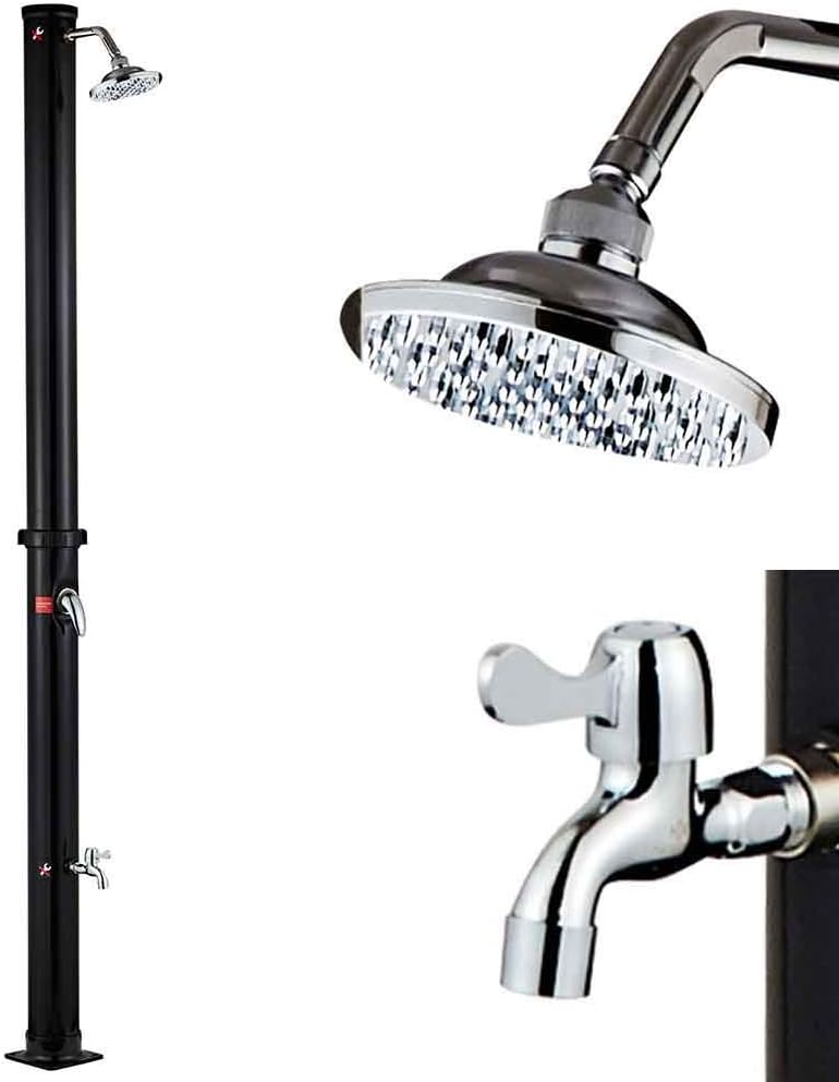 Douche de jardin, réservoir 35 l avec Pomme de Douche réglable, Camping, BAKAJI, 15 cm, Piscine extérieure, Lave Pieds