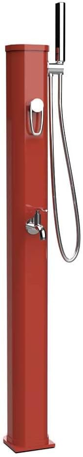 Douche de jardin, 20 L, Aluminium, Formidra, Jolly Go2, Piscine ou Spa, Robinet à Pied, Mitigeur et Douchette Amovible, Terracotta