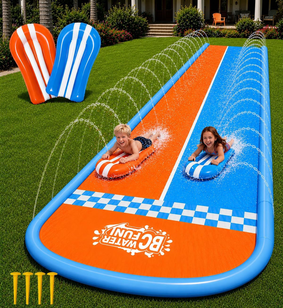BCWATERFUNPD Toboggan aquatiques de jardin, Toboggans d'eau de 6, 9 m pour jardin d'enfants, 50, 8 × 35, 6 cm, 157, 5 cm, 16 l