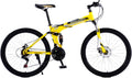 Vélo, VTT Pliable pour Adulte De 24 Et 26 Pouces, Cadre en Acier Carbone avec Doubles Freins À Disque, GLSQBVRP, 21 Vitesses