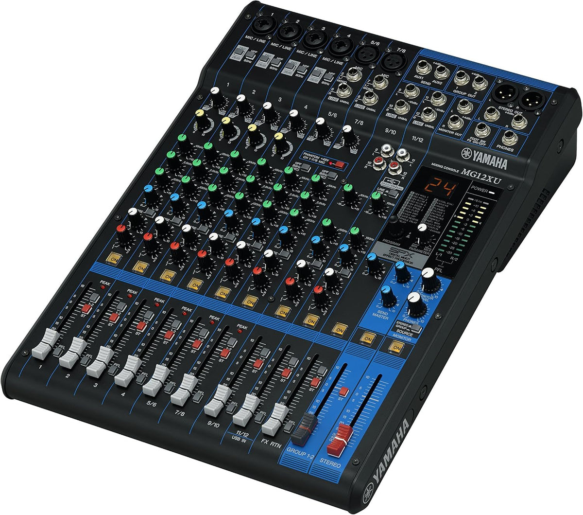 Table de mixage YAMAHA MG12XU, MG12XU Mélangeur 4 bus 12 entrées avec effets, 78 dB, éclairage LED