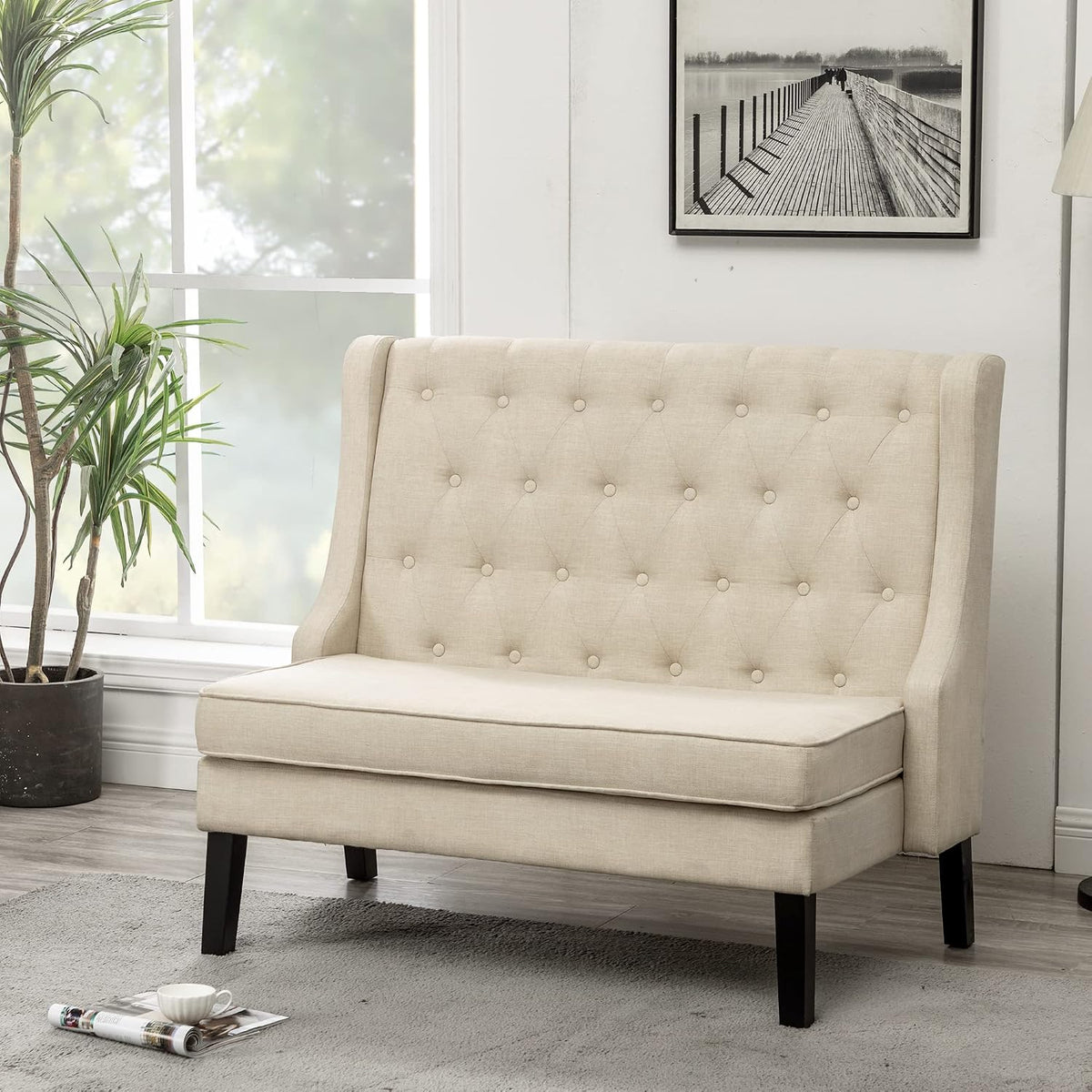 Canapé, 99, 8 cm, salon, Andeworld, couloir ou entrée, beige