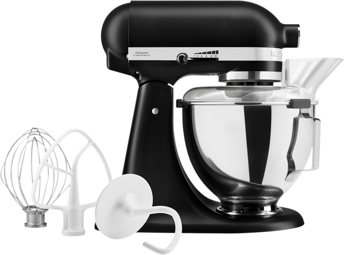 Robot multifonctions KitchenAid, 10 Vitesses, 10 Vitesses Démarrage Doux, 4.3L, Classic Robot Pâtissier 4.3L à Tête Inclinable, Noir Mat