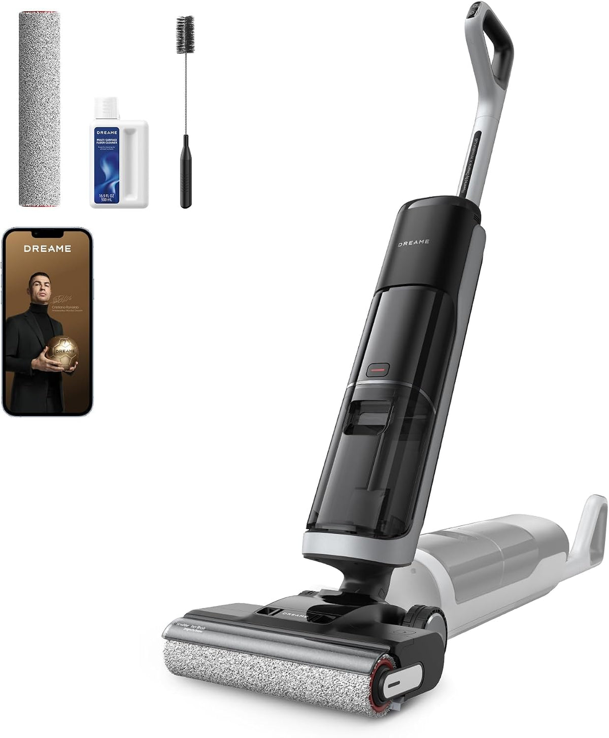 Aspirateur dreame 18000Pa, éclairage LED, 880 ml, Lavage à l'eau Claire, 60 °C, réservoir d'eau, Design Plat