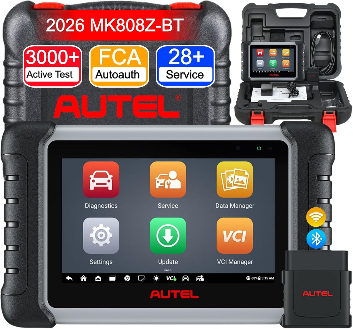 Autel MK808Z-BT OBD2 Outil diagnostics pour système de moteur OBD-II, 28 fonctions, MaxiCOM MK808Z-BT OBD2 Scanner, test actif de plus de 3000