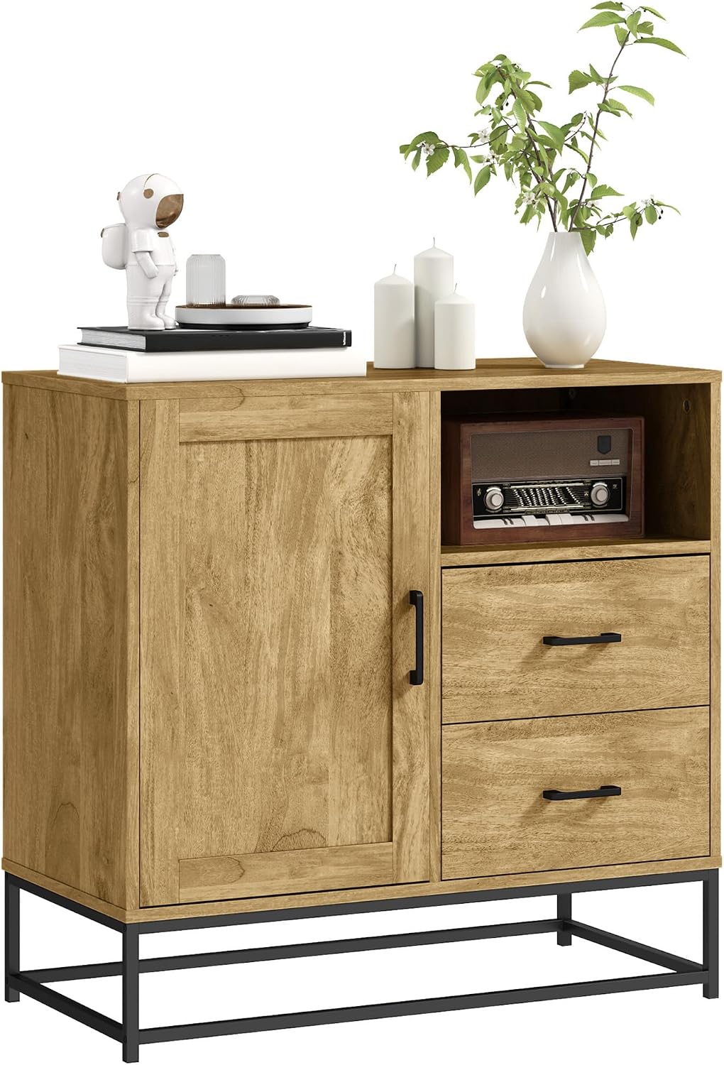 Buffet, 80 × 40 × 78cm, réglable, HOMCOM, 1 Porte, 2 Tiroirs, 80l