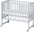 Lit roba, 45 × 90 cm, réglable, Bois Gris, 80, 5 × 90 × 49, 5 cm, 40, 6 cm, 7 niveaux, Hauteur Réglable, Ensemble Complet avec Berceau