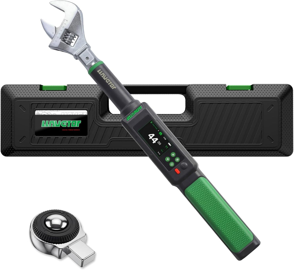 Clé dynamométriques, Clé dynamométrique numérique de 0, 9 cm avec têtes interchangeables, LLAVETOR, 35 mm, 3 modes, réglable, éclairage LED