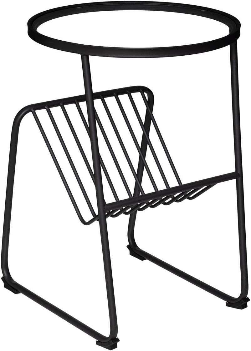 Canapé, Table à café et Porte-revues en métal Noir et Dessus en Verre D 46 cm, ATMOSPHERA CREATEUR D'INTERIEUR, 66, 5 cm