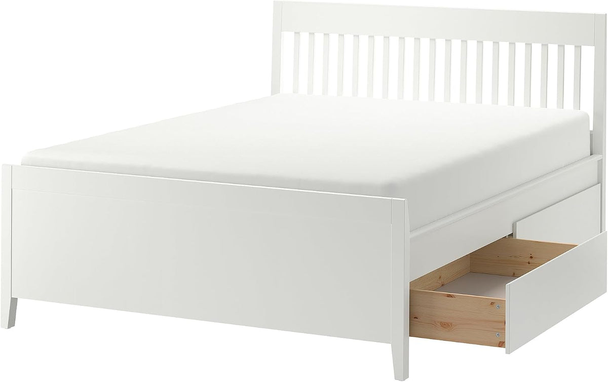 Cadre de lit Protuning, 140 × 200 cm, pliable, 63 cm, 112 cm, 209 cm, 140 cm, 151 cm, 4 tiroirs, réglable, blanc/Luröy