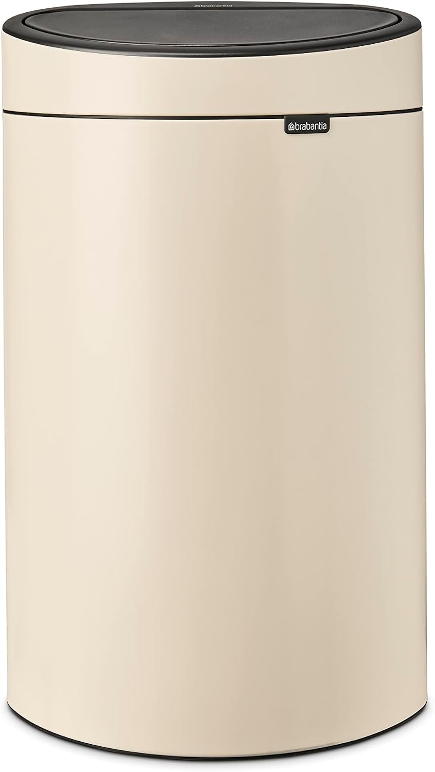 Brabantia Bac à ordures de cuisine, 44 × 30 × 73 cm, Grande Poubelle pour la Cuisine, 40L, tactile Bin 40L, Ouverture Soft-tactile, Antidérapant
