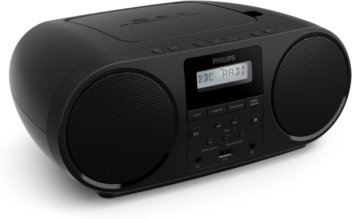 PHILIPS Radio-cassette-CD, 3, 5 mm, TAZ6000 Lecteur de CD/Radio FM Tout-en-Un avec Dab+, matériaux recyclés et Prise Casque 3, 5 mm