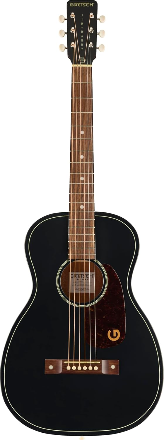 GRETSCH Guitare country et folk, 24 pouces, portable, Jim Dandy Deltoluxe Guitare Acoustique Parlor Noire, Courte Échelle