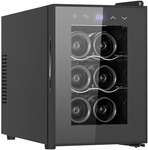Livoo Cave à vin, 17 L, éclairage LED, verre, 35 dB, GS153, 6 Bouteilles, 18 °C, 32 °C