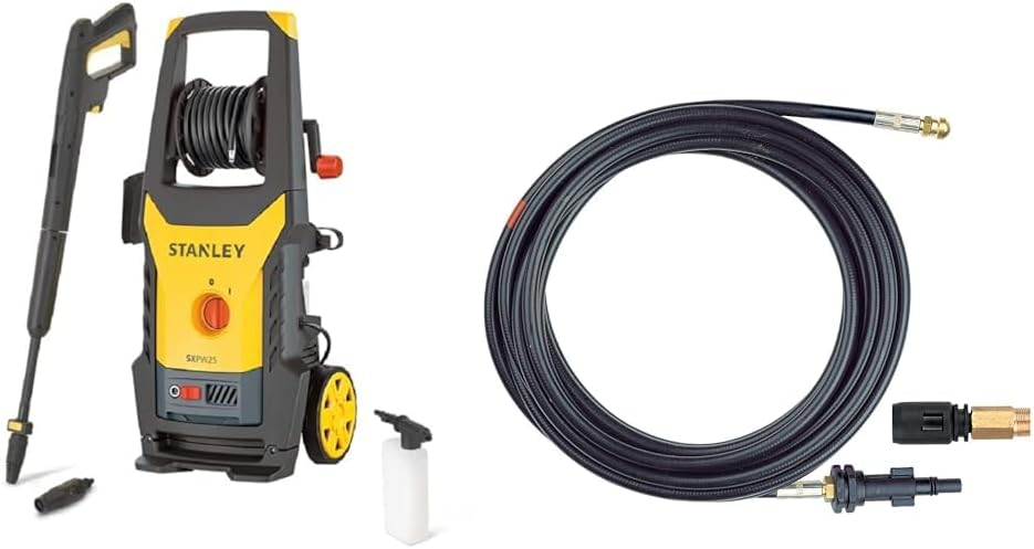 Nettoyeur haute-pression, 2500 W, réglable, Stanley, 500 l, 0, 4 l, 500 l/h, SXPW25E, 170 Bar, 16 m, Noir