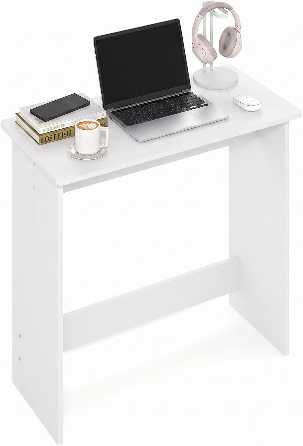 Furinno Bureau, 80(W) x 75, 6(H) x 39, 4(D) cm, Bois d'ingénierie, Blanc