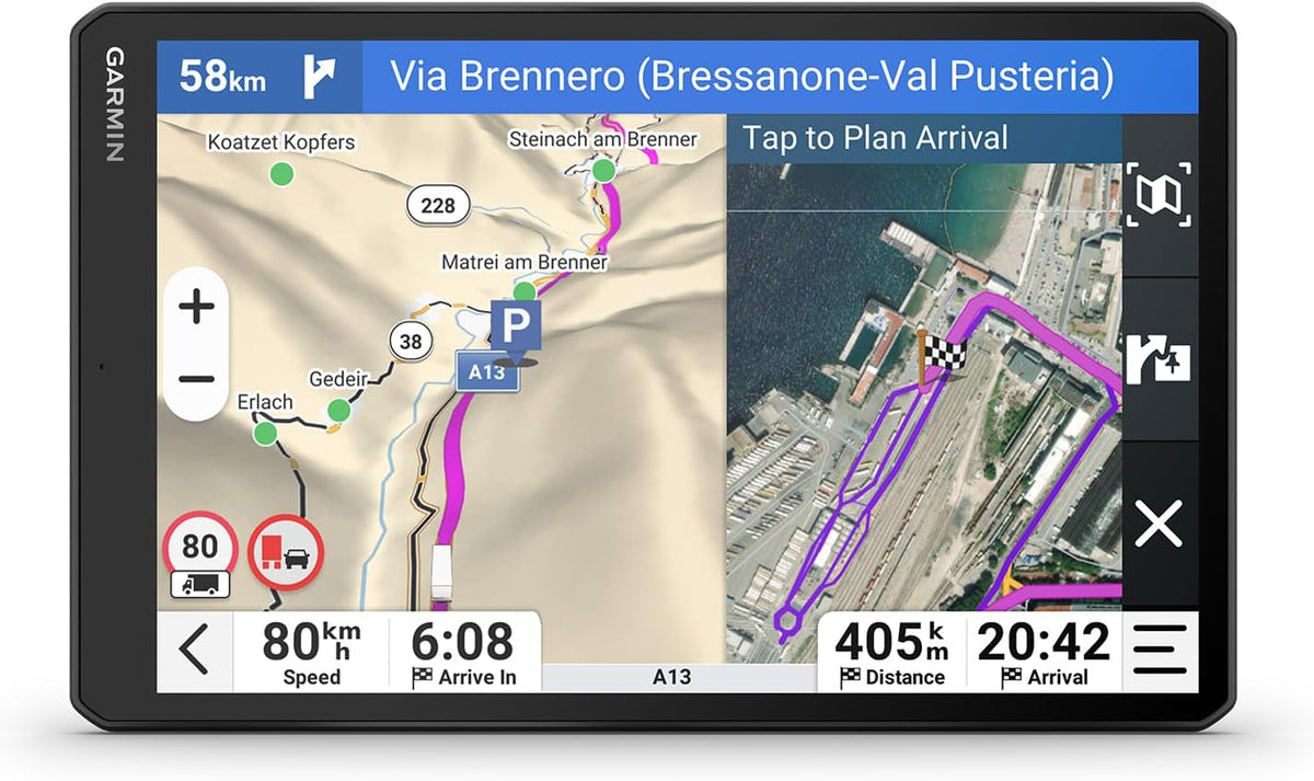 GPS de voiture intégré au tableau de bord, LGV1020, Garmin, dēzl LGV1020, GPS Poids Lourds, Info trafic Via Application