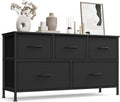 Commode SONGMICS LGS322BH03, Noir d'encre et Noir Boisé LGS322BH03, réglable, Meuble de Rangement pour Chambre, 5 Tiroirs, Couloir