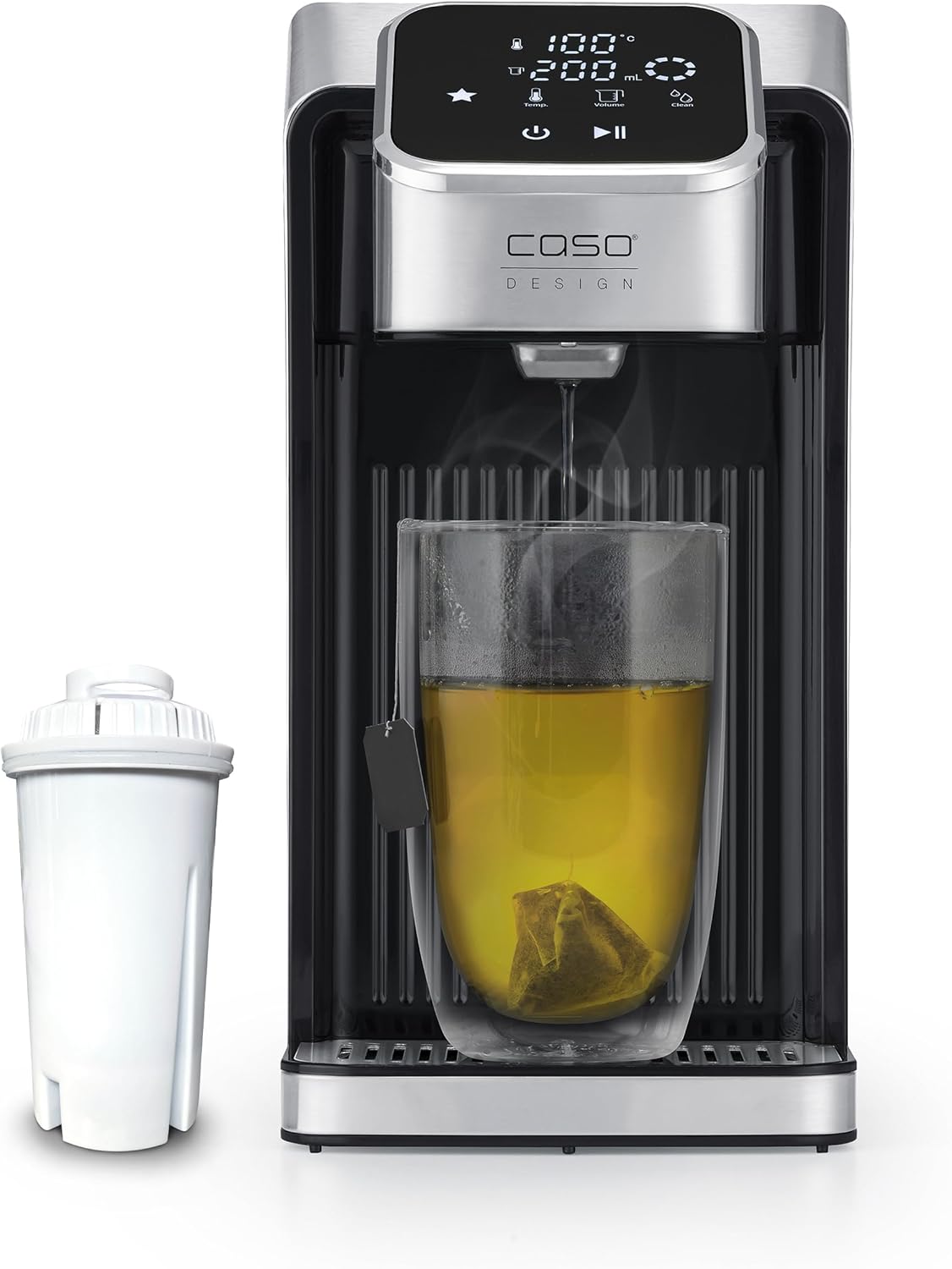 Caso Distributeur d'eau chaude, 13 niveaux, acier inoxydable, 2600 W, 400 ml, 13 niveaux de température, 100 °C, 5 °C, 40-100 °C