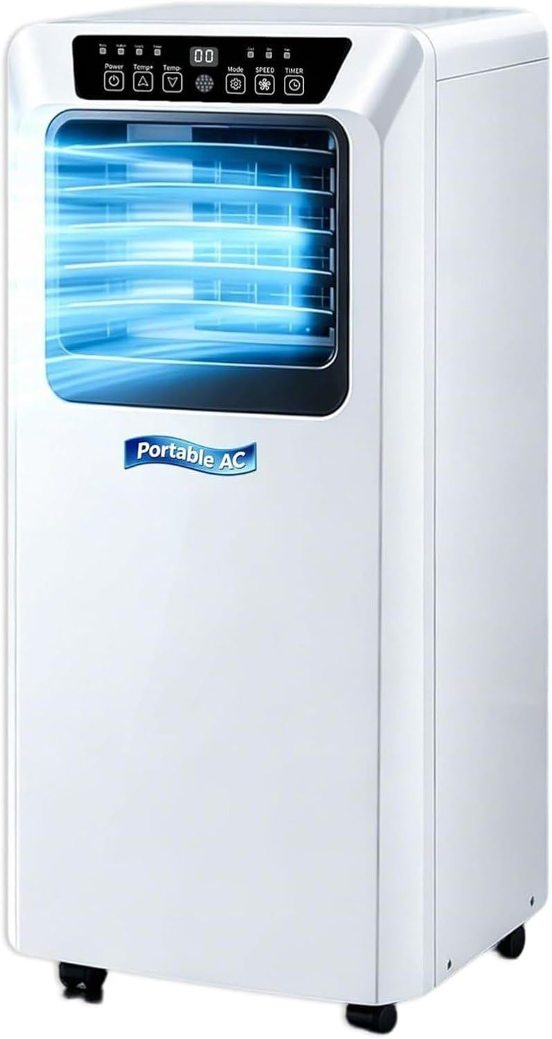 QINLIGAO Climatiseur, 7000 BTU, Refroidisseur d'air 3 Vitesses pour Maison et Bureau jusqu'à 20 M2, télécommande, 7000BTU, 16°C, éclairage LED