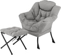 Fauteuil, 80 × 74 × 97 cm, FANTASK, Gris, Poche latérale et Repose-Pieds, rembourré