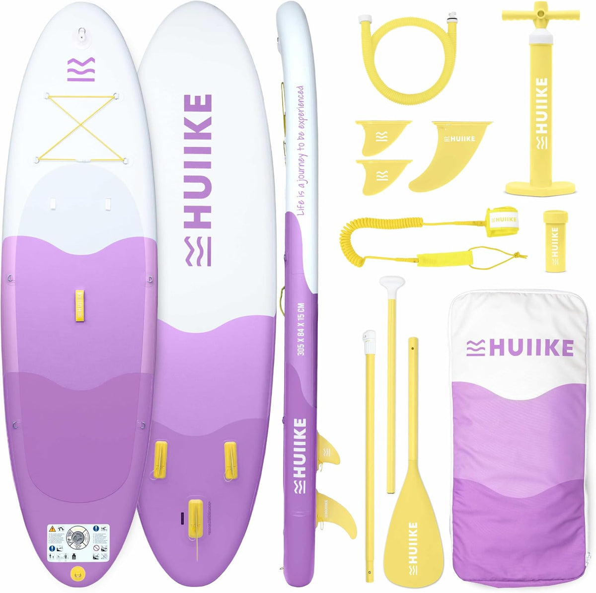 HUIIKE Planche gonflables, Accessoires Inclus, Paddle Gonflable Adulte 10' et Jusqu'à 130 kg, 305 × 84 × 15 cm