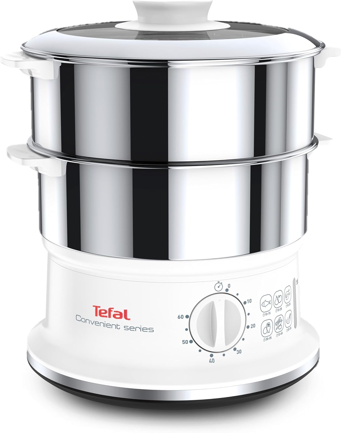 Cuiseur vapeurs électriques, 2 Bols en Acier Inoxydable, Tefal, 900W, minuterie, verre
